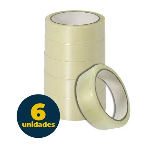 Fita PP 24mm x 50m Transparente com 6 Unidades