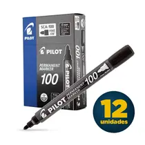 Marcador Permanente Multiuso 4.5mm Pilot Marker 100 Preto com 12 Unidades