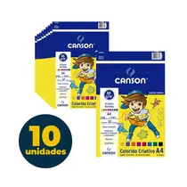 Papel Colorido Criativo 8 Cores 80g A4 32 Folhas Canson com 10 Pacotes