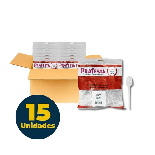 Colher de Plástico para Café 8cm Cristal com 200 Unidades Prafesta com 15 Pacotes