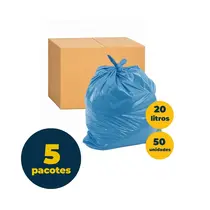 Saco de Lixo Azul para Papel 20L 10 Unidades 40cm x 50cm 0,04 Micras com 5 Pacotes