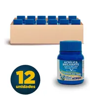 Tinta Acrílica Brilhante 37ml Acrilex 501 Azul Turquesa com 12 Unidades