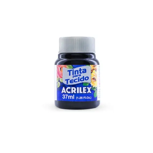 Tinta para Tecido Fosca 37ml Acrilex Preto 520 com 12 Unidades