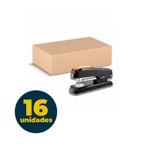 Grampeador Plástico 26/6 25 Folhas Maped A-17 Preto com 16 Unidades