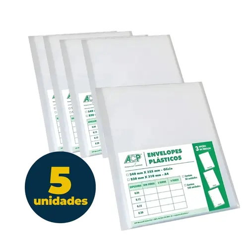 Saco Plástico Ofício com 4 furos 0.12 micras 240mm x 325mm com 500 Unidades