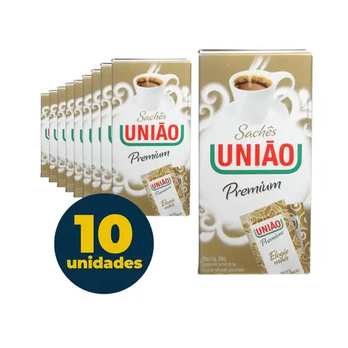 Açúcar Refinado Premium Sachê 5g União com 10 Caixas