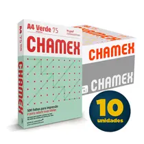 Papel A4 21cmx29,7cm 75g 500 Folhas Chamex Colors Verde com 10 Pacotes