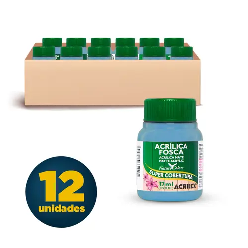 Tinta Acrílica Fosca 37ml Acrilex Azul Celeste 503 com 12 Unidades