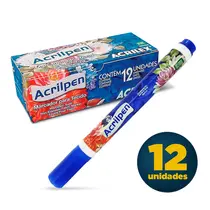 Marcador de Tecido Acrilex Acrilpen 501 Azul Turquesa com 12 Unidades