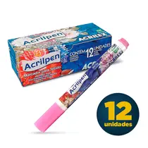 Marcador de Tecido Acrilex Acrilpen 537 Rosa com 12 Unidades