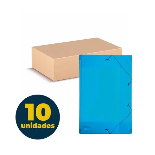 Pasta Aba e Elástico 1/2 Ofício PP 180mmx245mmx25mm Azul com 10 Unidades