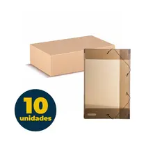 Pasta Aba e Elástico 1/2 Ofício PP 180mmx245mmx25mm Fumê com 10 Unidades