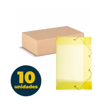 Pasta Aba e Elástico 1/2 Ofício PP 180mmx245mmx25mm Amarela com 10 Unidades
