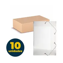 Pasta Aba e Elástico 1/2 Ofício PP 180mmx245mmx25mm Cristal com 10 Unidades
