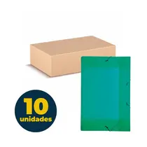 Pasta Aba e Elástico 1/2 Ofício PP 180mmx245mmx25mm Verde com 10 Unidades