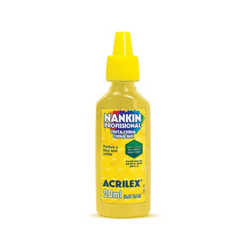 Tinta Nankin 20ml Acrilex Amarelo Ouro G-I 505 com 12 Unidades