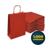 Sacola de Papel Kraft com Alça P 17,5cmx8,5cmx21,5cm Lisa Vermelha com 1.000 Unidades