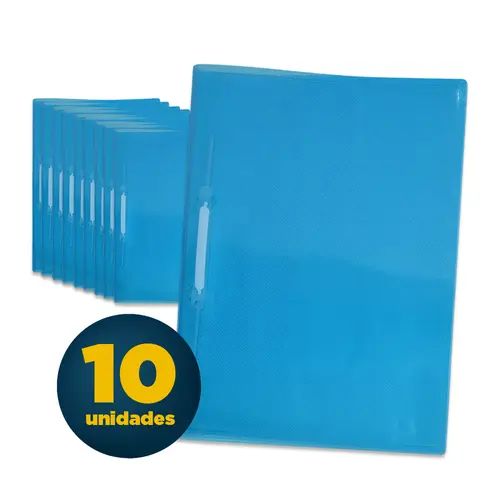 Pasta com Grampo Trilho PP Ofício Azul com 10 Unidades