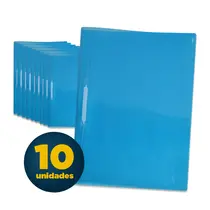 Pasta com Grampo Trilho PP Ofício Azul com 10 Unidades