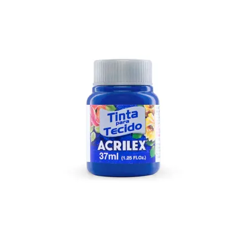 Tinta para Tecido Fosca 37ml Acrilex Azul Cobalto 502 com 12 Unidades