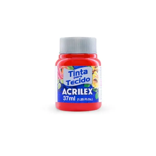 Tinta para Tecido Fosca 37ml Acrilex Vermelho Fogo 507 com 12 Unidades
