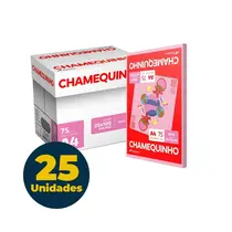 Papel Chamequinho A4 21cm x 29,7cm 75g 100 Folhas Rosa com 25 Pacotes