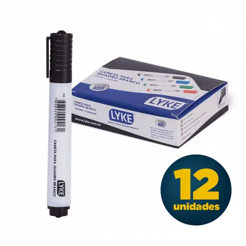 Marcador para Quadro Branco Lyke Preto com 12 Unidades