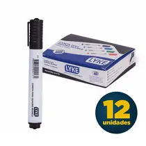 Marcador para Quadro Branco Lyke Preto com 12 Unidades