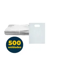 Sacola Plástica Branca Frango 29cm x 37cm com 5 Pacotes de 100 Unidades