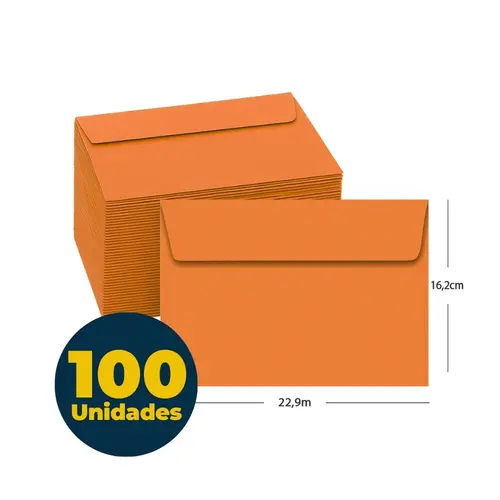 Envelope Convite 16,2cmx22,9cm 80g Color Plus Laranja / Cartagena com 100 Unidades