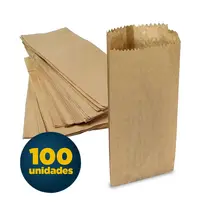 Saco de Papel Kraft 3Kg 15,5cm x 30cm Sanfona 05 Pacotes com 100 Unidades