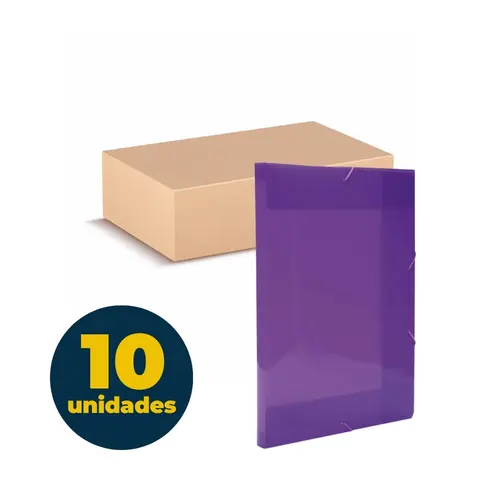 Pasta Aba e Elástico PP Ofício 24,5cm x 33,5cm x 2cm Roxa com 10 Unidades