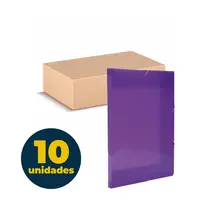 Pasta Aba e Elástico PP Ofício 24,5cm x 33,5cm x 2cm Roxa com 10 Unidades