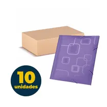 Pasta Aba e Elástico Ofício 33,5cm x 23,5cm Dellofine Roxa com 10 Unidades