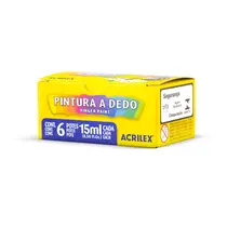 Tinta Pintura a Dedo 15ml 6 Cores Acrilex com 6 Caixas