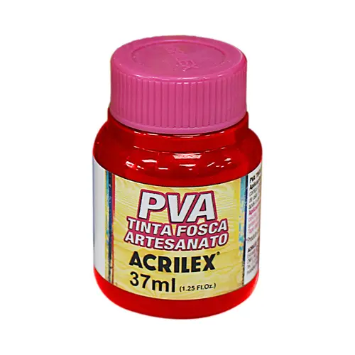 Tinta Fosca PVA Artesanato 37ml Acrilex Vermelho Vivo 541 com 12 Unidades