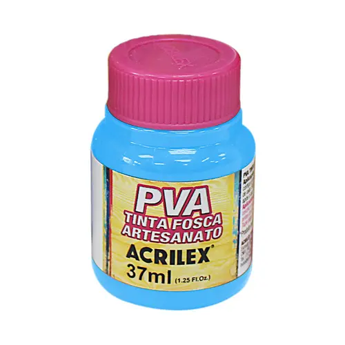 Tinta Fosca PVA Artesanato 37ml Acrilex Azul Celeste 503 com 12 Unidades