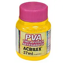 Tinta Fosca PVA Artesanato Plástica 37ml Acrilex Amarelo Ouro - 505 12 Unidades
