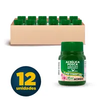 Tinta Acrílica Fosca 37ml Acrilex 513 Verde Musgo 12 Unidades