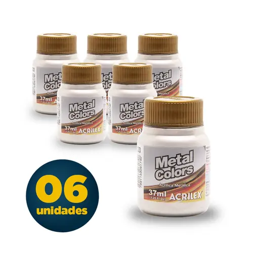 Tinta Acrílica Metal 37ml Acrilex Prata 06un