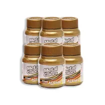 Tinta Acrílica Metal 37ml Acrilex Bronze com 6 Unidades