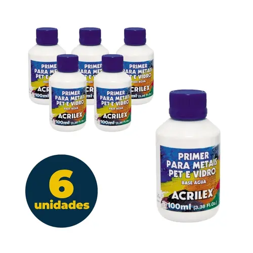 Primer Metais PET e Vidro 100ml Acrilex com 6 Unidades