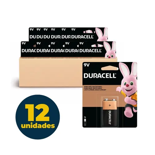 Bateria Alcalina 9V Duracell com 12 Unidades
