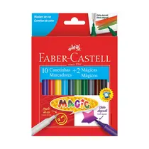 Hidrocor 10 Cores + 2 Mágicas Faber-Castell Magic com 6 Estojos