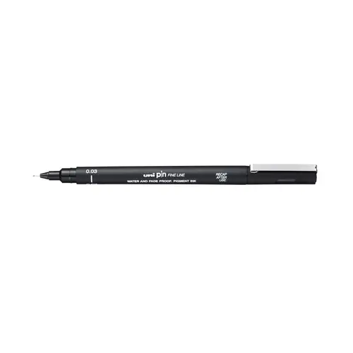 Caneta Nankin Uniball Pin Fine Line 0.03mm Preta com 12 Unidades