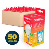 Lâmpada de LED 9W Bulbo Branca Fria 6500K Superled Ourolux com 50 Unidades