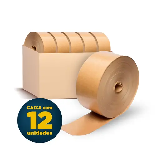 Fita Gomada 70mm x 160m sem Reforço com 12 Unidades