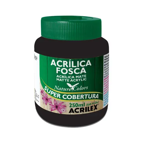 Tinta Acrilica Fosca 250ml Acrilex 520 Preto com 3 Unidades