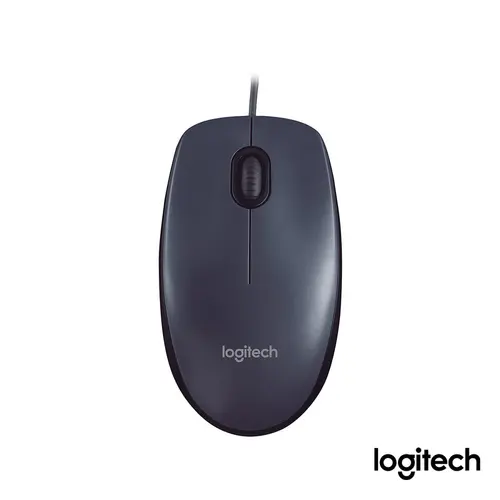 Mouse Com Fio Logitech M90 Preto, Design Ambidestro, Conexão USB, 3 Botões
