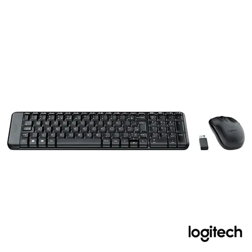 Kit Teclado e Mouse Sem Fio Logitech MK220 Preto, com Design Compacto, Conexão USB e Pilhas Inclusas